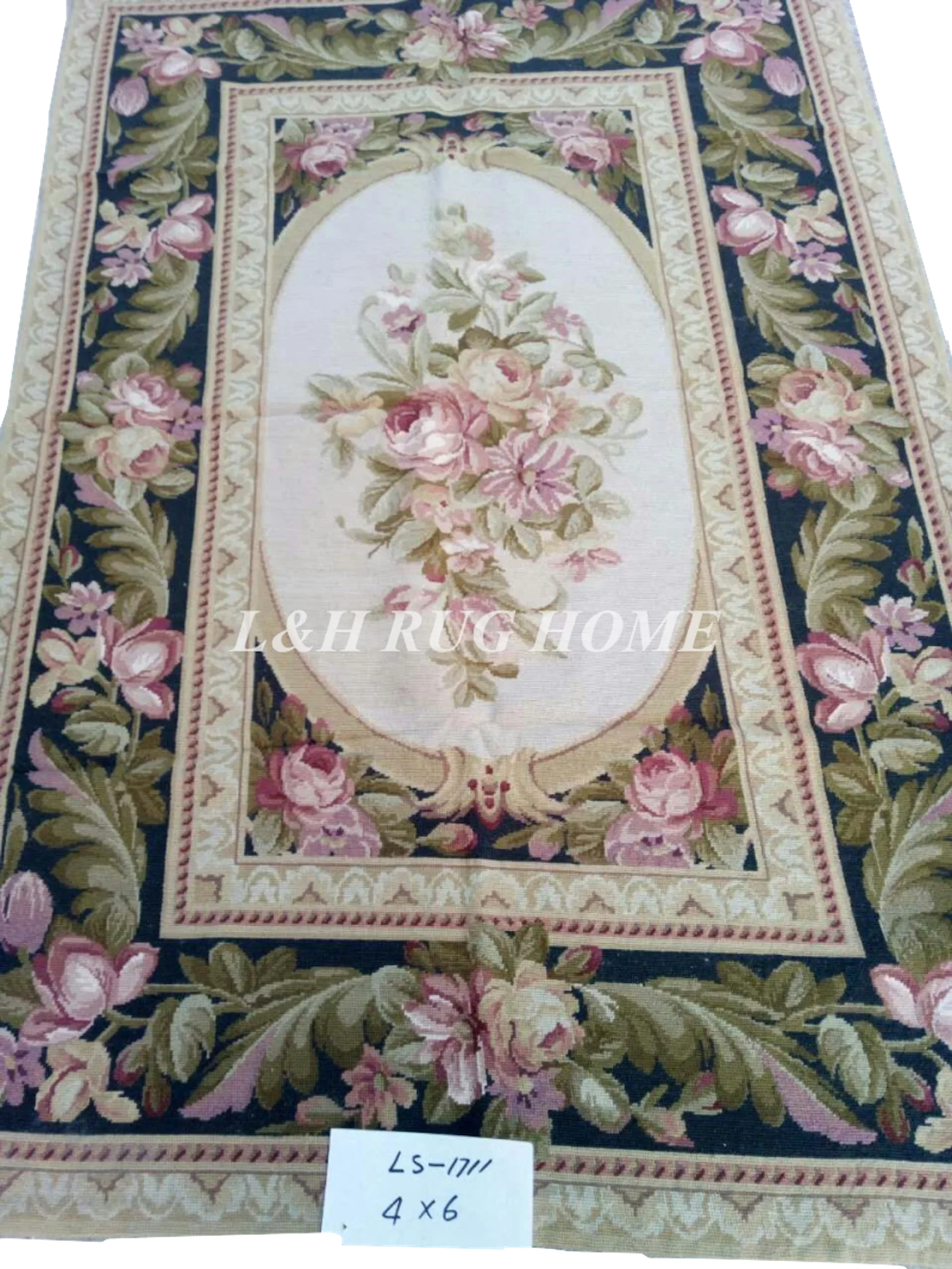 Free shipping 10K 4'X6' Aubusson Design needlepoint rugs,100% New Zealand wool rugs floral design