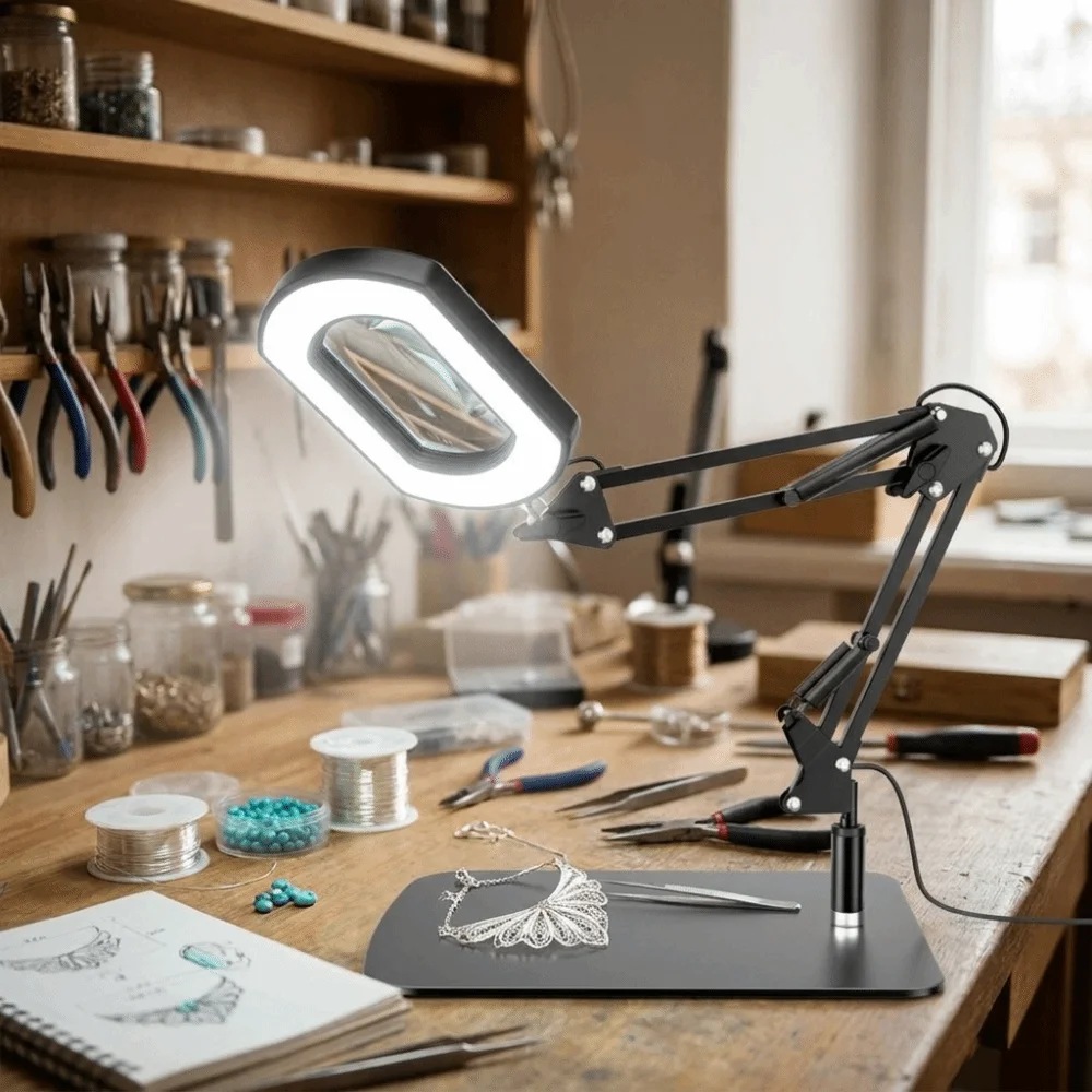 Multifunctional Magnifying Glass Table Lamp 5 Colors LED LED 15X Illuminated Magnifier Repair Magnifier Eye Protection