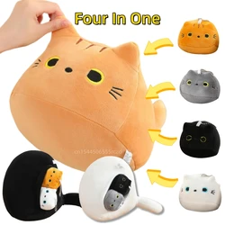 Kawaii Creative Oval Cat Plush Doll Four Baby Cat Pendants In A Big Mother Cat Body Combined Doll Super Soft Gift For Boys Girls