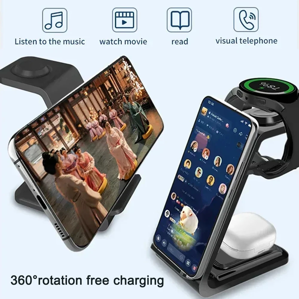 3 in 1 30W Travel Wireless Charger For Samsung Galaxy S23 S22 Watch 6 pro/5/4/3 Active 1 2 Buds 2 Pro Plus Fast Charging Station