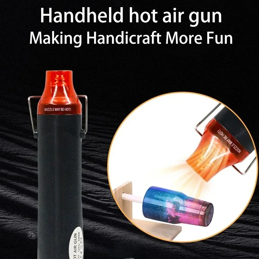 Pistola de aire caliente de 220/110V, herramienta de bricolaje, herramienta eléctrica de calor, Mini soplador artesanal de temperatura de soldadura con soporte retráctil para asiento