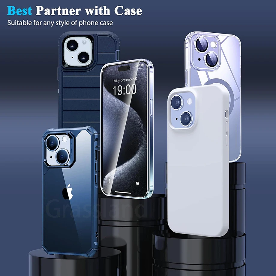 4 Piezas Vidrio Templado para iPhone 16 15 14 13 12 11 Pro Max Protector de Pantalla para iPhone 7 8 Plus X XS Max XR Película de Vidrio Protector 6
