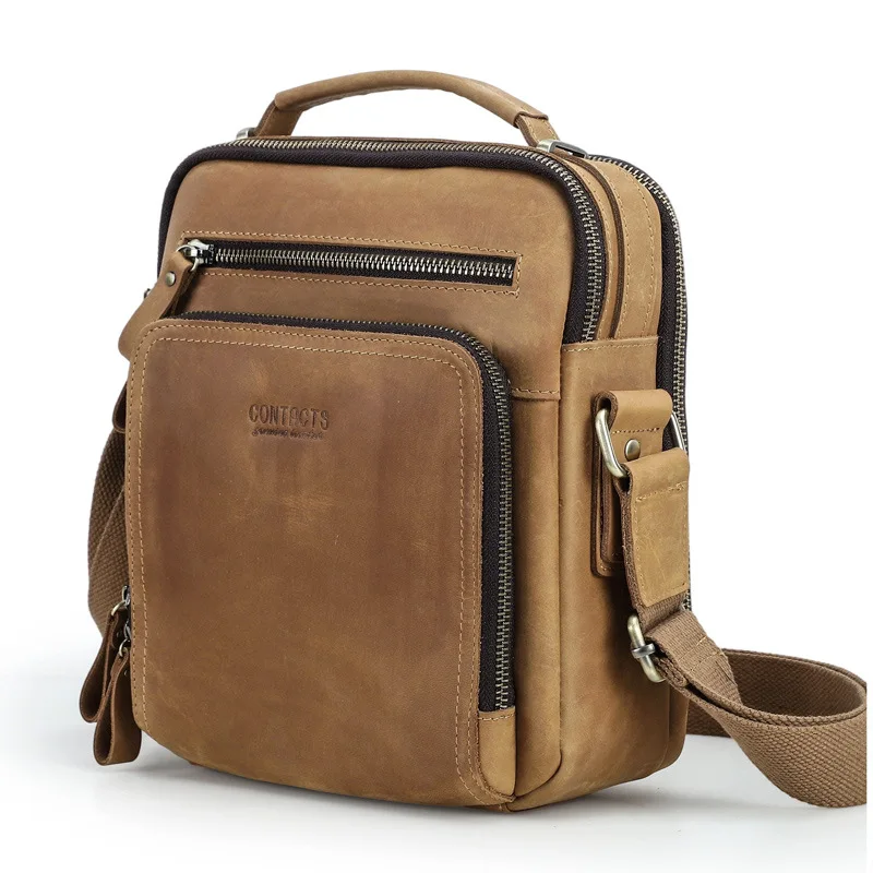 Italië Retro Crazy Horse lederen casual herenschoudertas Eerste laag kalfsleer Vintage mode herentas Crossbody