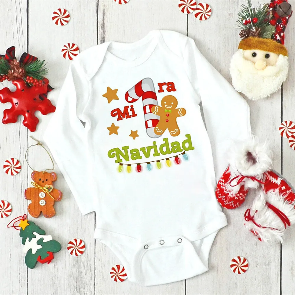 My First Christmas Baby Bodysuit Boys Girls Clothes Xmas Infat Cute Romper Christmas Party Baby Bodysuits Newborn 1st Xmas Gift