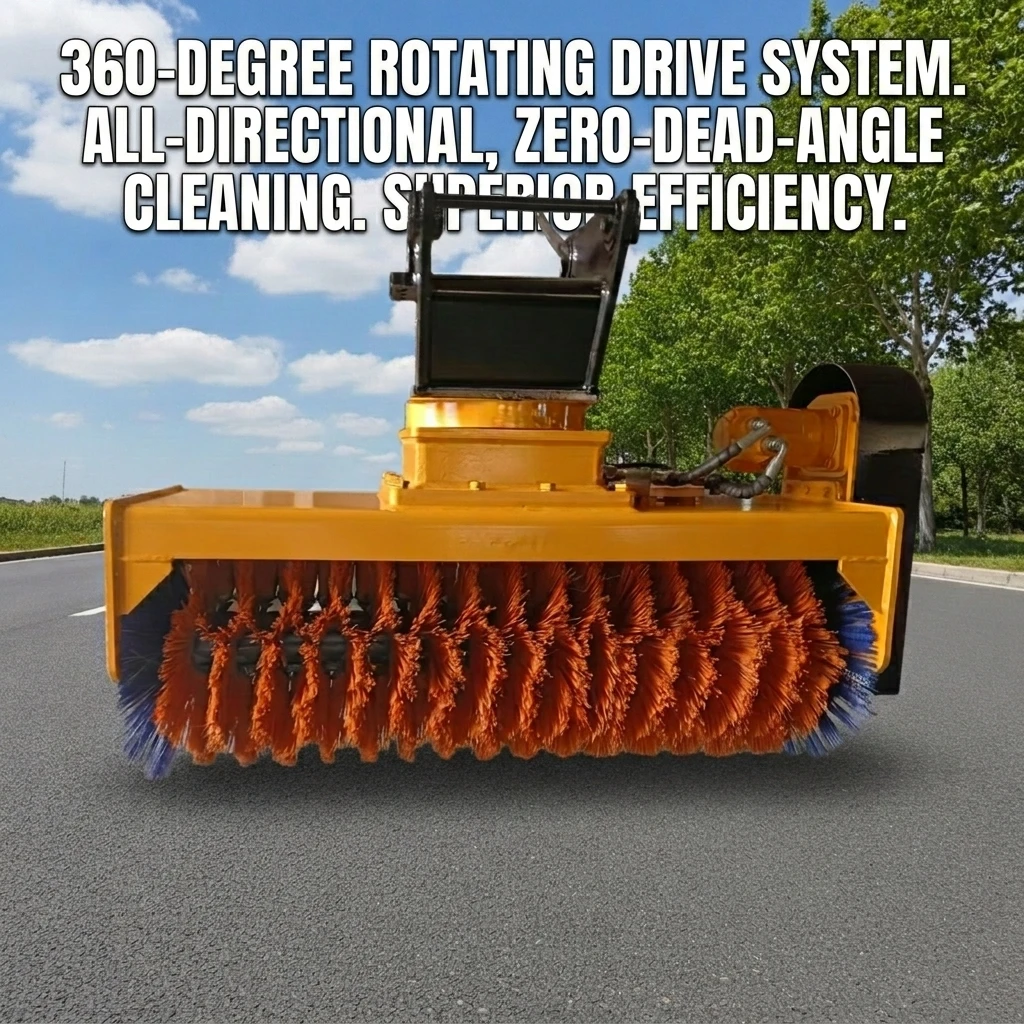Shandong SLN Excavator Sweeping Brush Attachment For 5-7.5 Ton Machines Durable Rotating Broom Head 1 Year Warranty