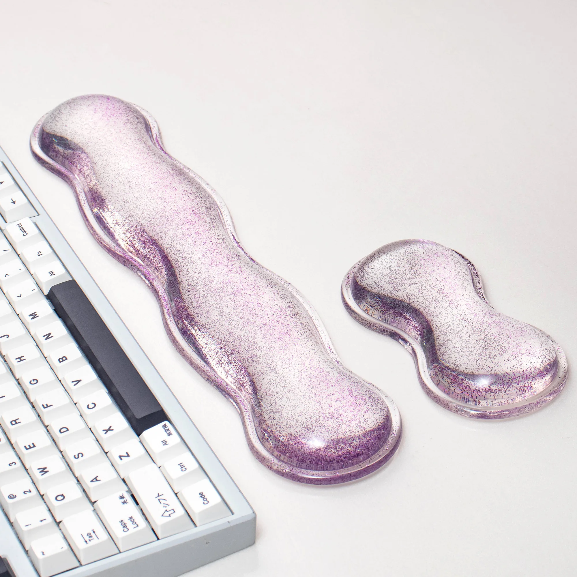 Glitter Purple Gel Keyboard Mouse Wrist Rest Ergonomic Hand Support Wrist Cushion Pain Relief Pad For Office Gaming Typing