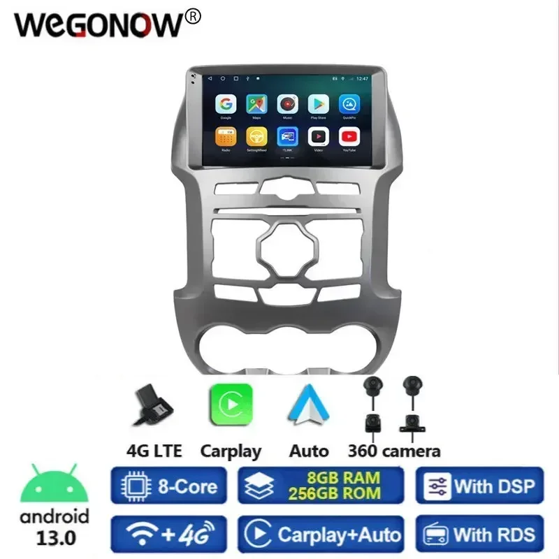 

HD 1080*720 8GB+256GB 8Core DSP Android 13.0 Car DVD Player GPS Map WIFI Bluetooth 5.0 RDS Radio For Ford Ranger F250 2012 -2015