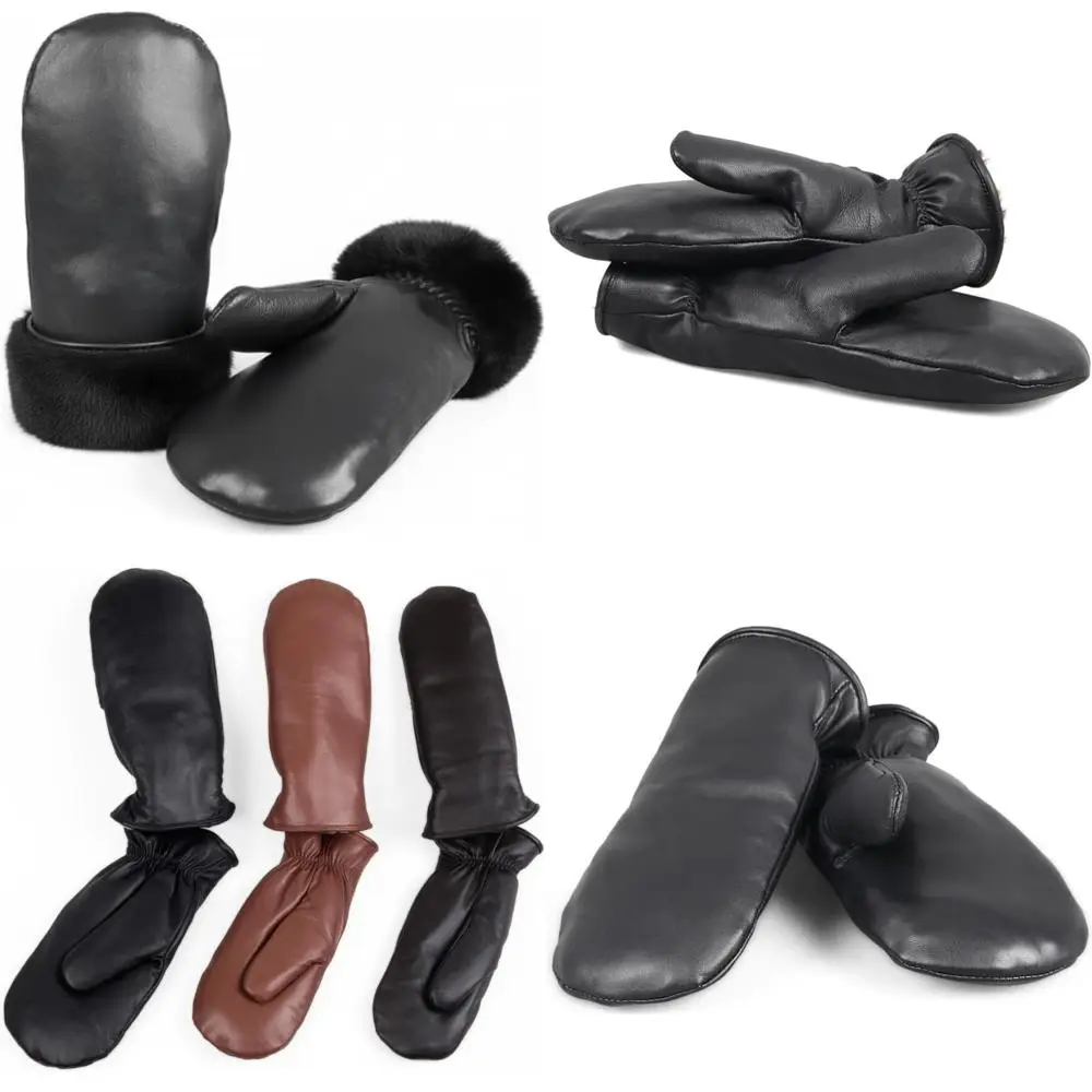 

Waterproof Unisex Sheepskin Mittens with Warm Shearling Lining for Cold Weather Winter Use