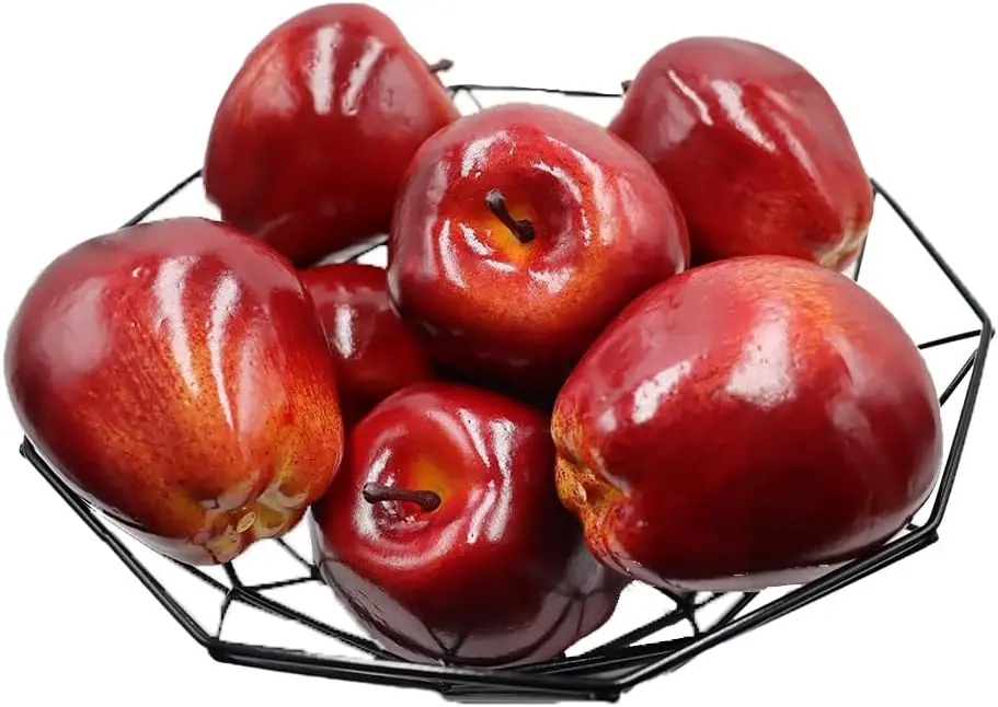 6PCS Artificial Apples Fake Lifelike Fruit Realistic Decoration Party Festival Wedding Kitchen Home Decorative Photography