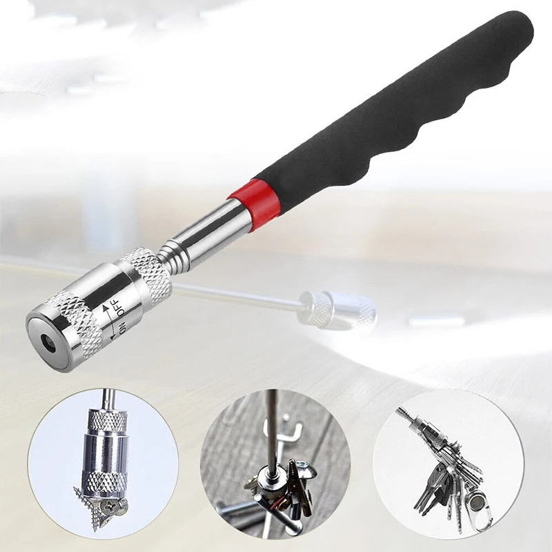 Magnetic Picker Mini Portable Telescopic Magnetic Magnet Pen With Light For Picking Up Nut Bolt Extendable Pickup Rod Stick