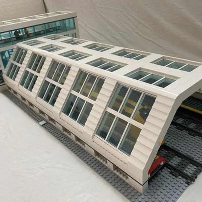 Stad Straat Uitzicht Model Moc Bouwstenen Moderne Treinstation Technologie Modulaire Blokken Geschenken Kerstspeelgoed Diy Sets Assemblage