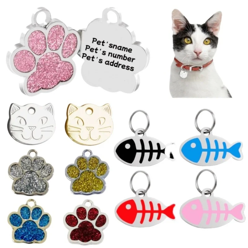 Stainless Steel Pet Dog Name Collar Pendant Personalized Cat Dog Id Tags Anti-Lost Kitten Puppy Address Tags Pet Sog Decorations