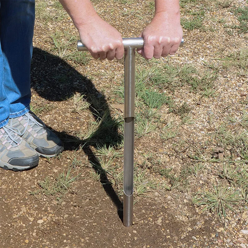 Sonde d'échantillonnage de sol en acier inoxydable 304, outil d'échantillonnage portable avec poignée en T pour ferme et jardin, outils d'entretien de pelouse de 12 pouces, outils de jardin