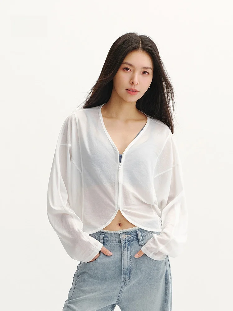 

Semir Women's Loose Batwing Sve V-Ne Jaet Summer New Sle Sweet Sle Casual Loose Feeling Versatile Long Sve Coat