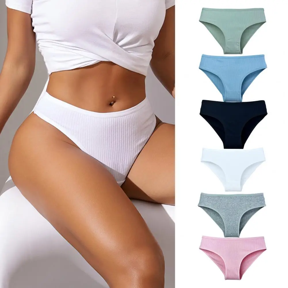 Baumwoll-Atmungsaktive Boxershorts Sexy Tiefsitzende Gerippte Hipster-Bikini-Slips Vollständig Bedeckende Cheeky Briefs Damenunterwäsche 95