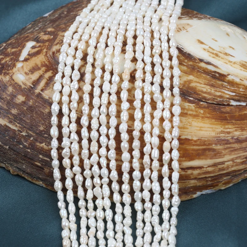 3-4mm Natural white Loose Beads Real Keshi Freshfwater Pearl Pearls Beads Strand