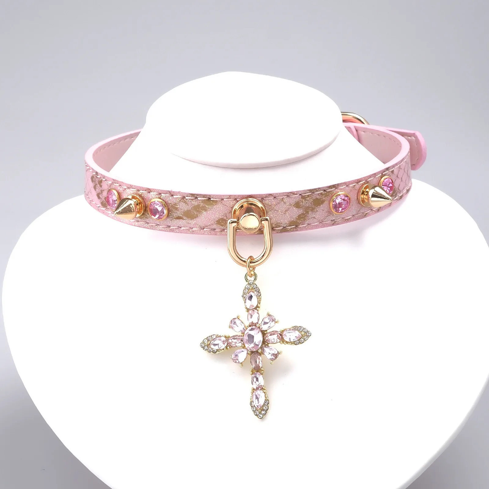 

Cat Dog collar Sweet Lolita handmade punk Soft Comfy Adjustable genuine leather For dog adult cat Photo Party cat stuff