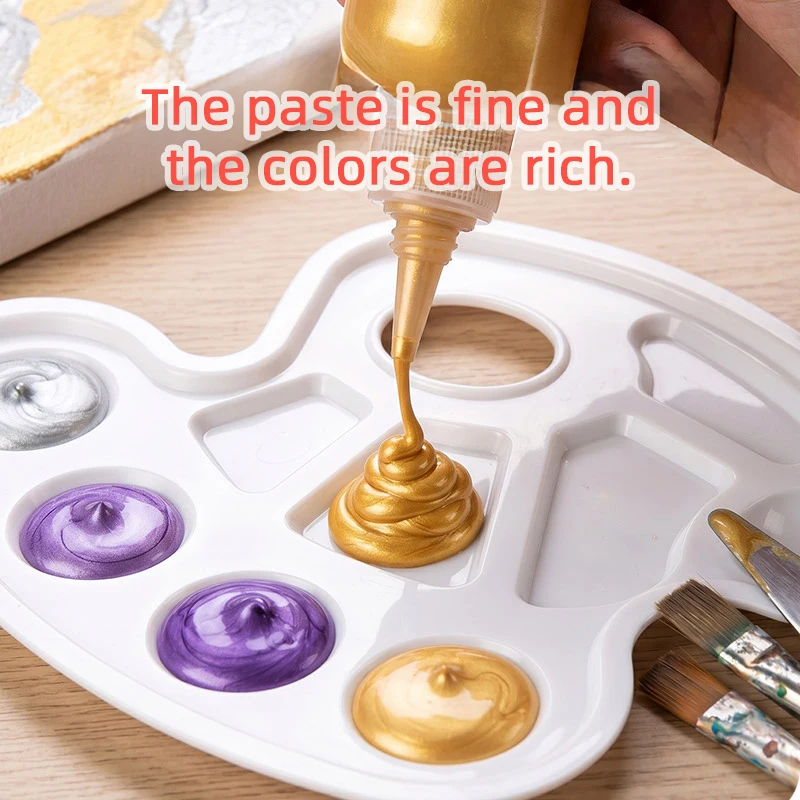 100ml Squeeze Bottle Metallic Acrylic Paint Waterproof Non‑Fading Smooth Coating DIY Craft Art Painting Pigment Supplies