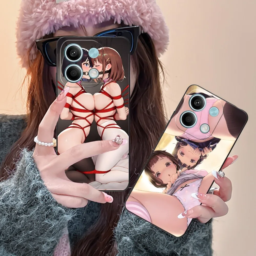 Hentai Sexy Waifu Mobile Cell Phone Case for Xiaomi Redmi Note 13 12 11 10 9T 8 7 Pro 9 9A 9C 8 Black Soft Phone Cover Shell