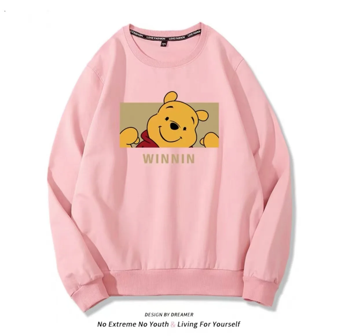 Disney Winnie The Pooh Áo Xuân Thu Mới 2023 Hoạt Hình Mỏng Rộng Cổ Tròn Hàng Đầu