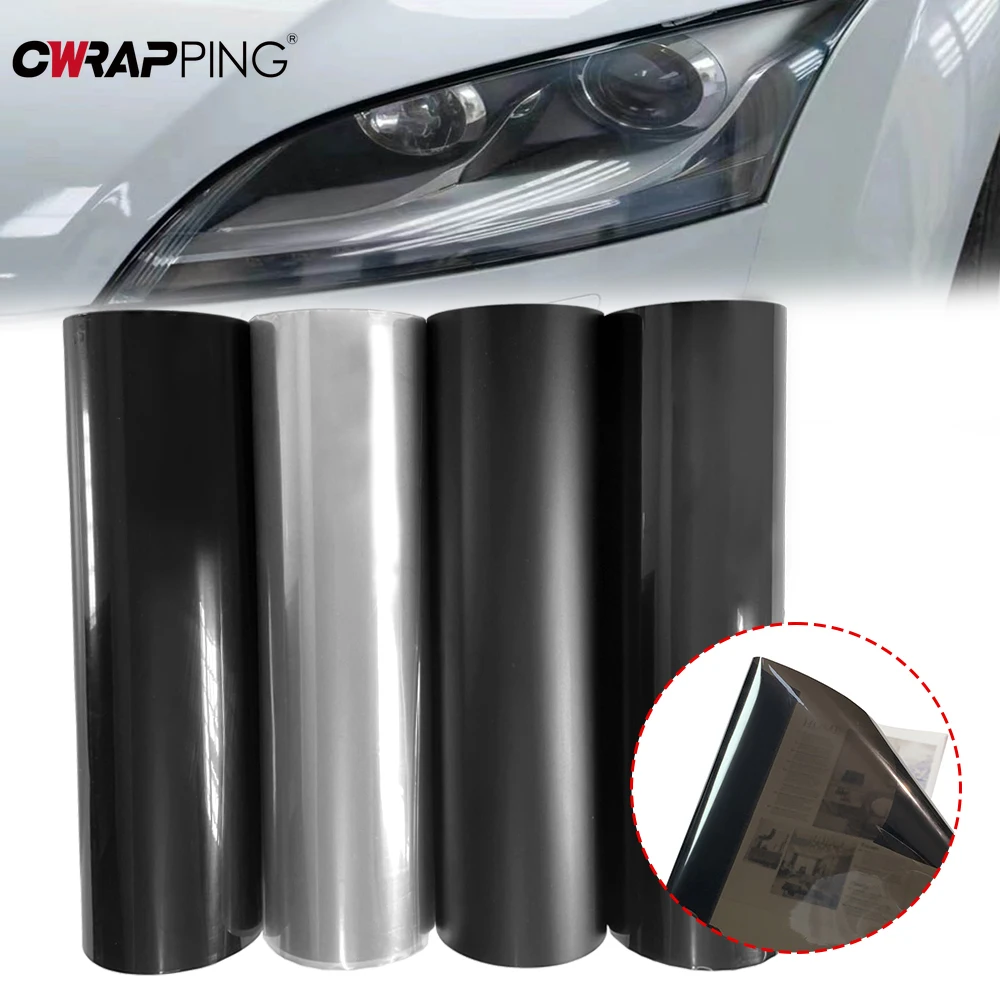 40cm farol do carro lanterna traseira fumaça preto filmes pvc matiz farol lanterna traseira envoltório capa adesivos para acessórios do carro da motoc