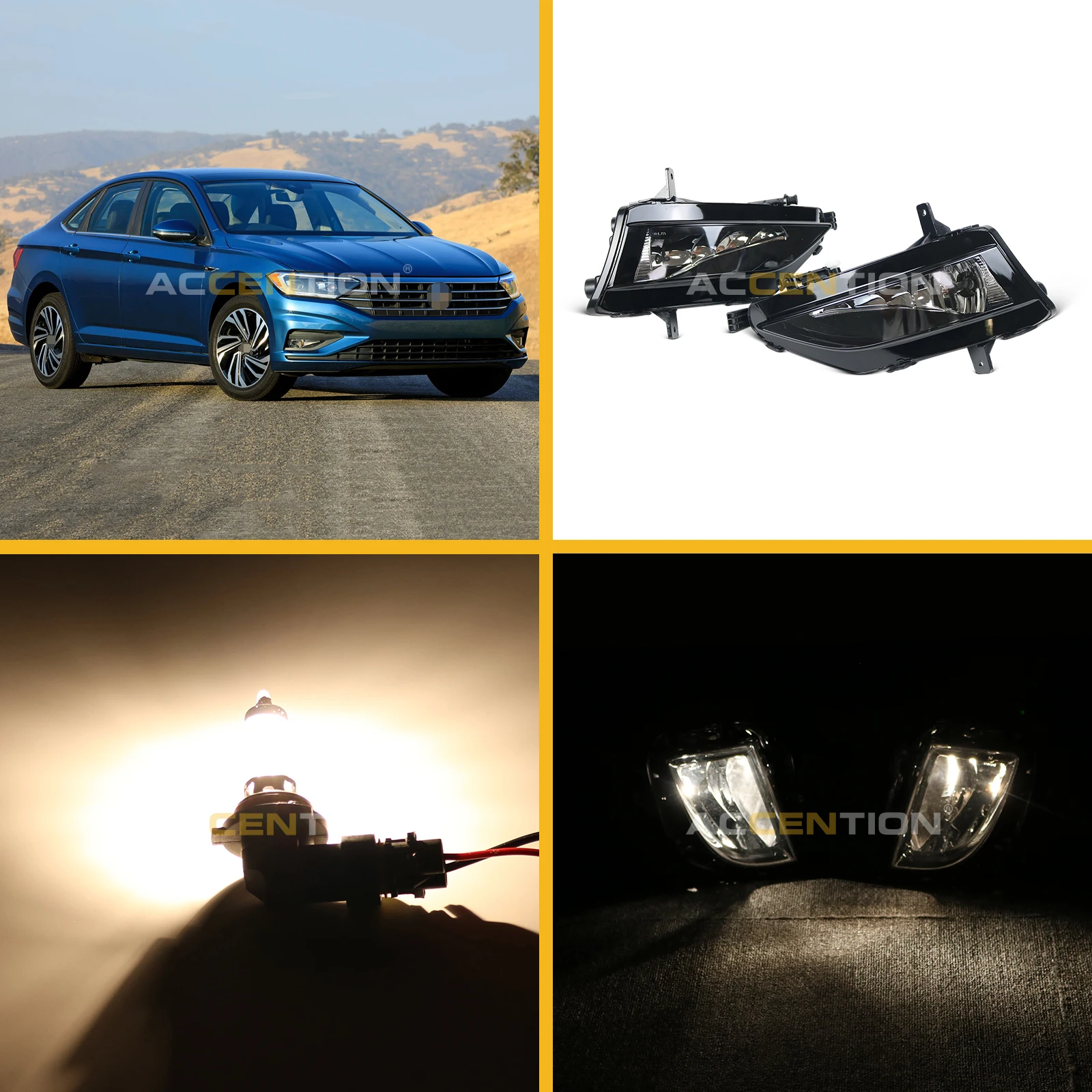 Car Fog Lights For VW Jetta MK7 2019 2020 Car-styling Front Fog Lights Fog Lamp With Bulbs Grille