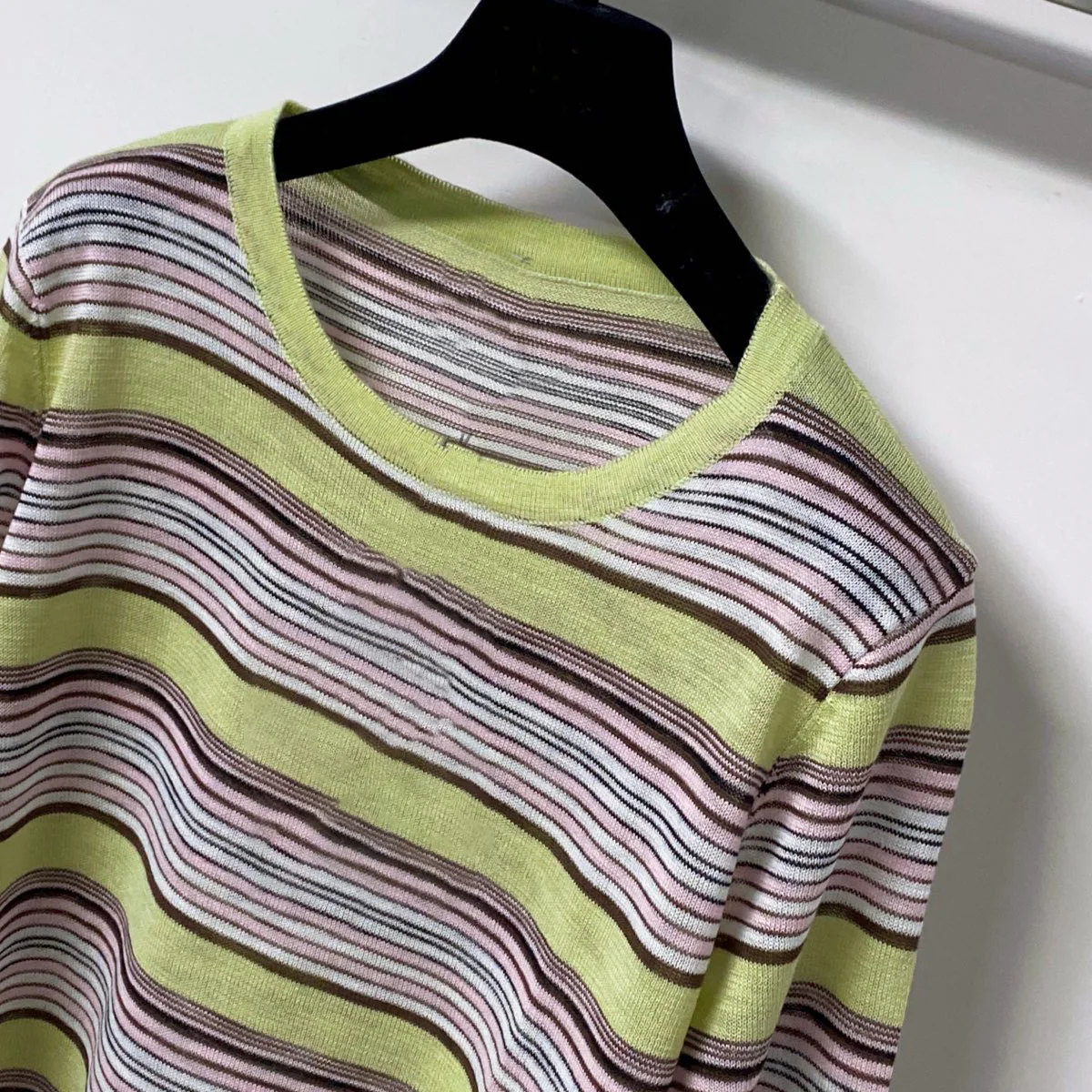 2026 New Women Round Neck Striped Knitted Sweater Long Sleeve Multicolor Horizontal Stripe Thin Soft Knit Pullover  lyt2671037 view 3