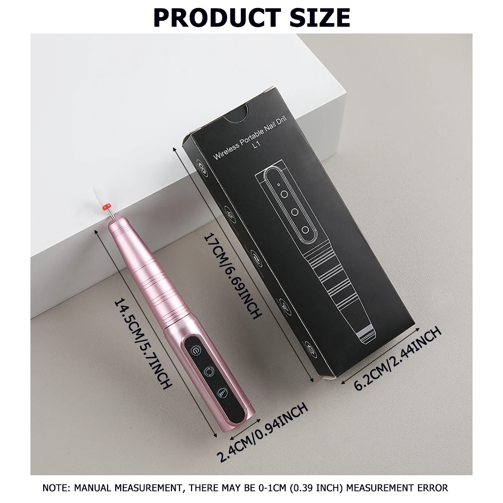 เครื่องเจาะเล็บ, ปากกาตะไบเล็บไฟฟ้าแบบชาร์จไฟได้ไร้สายเครื่องมือแต่งเล็บแบบพกพาพร้อมบิตเซรามิกสำหรับเล็บ, ร้านเสริมสวยและใช้ในบ้าน