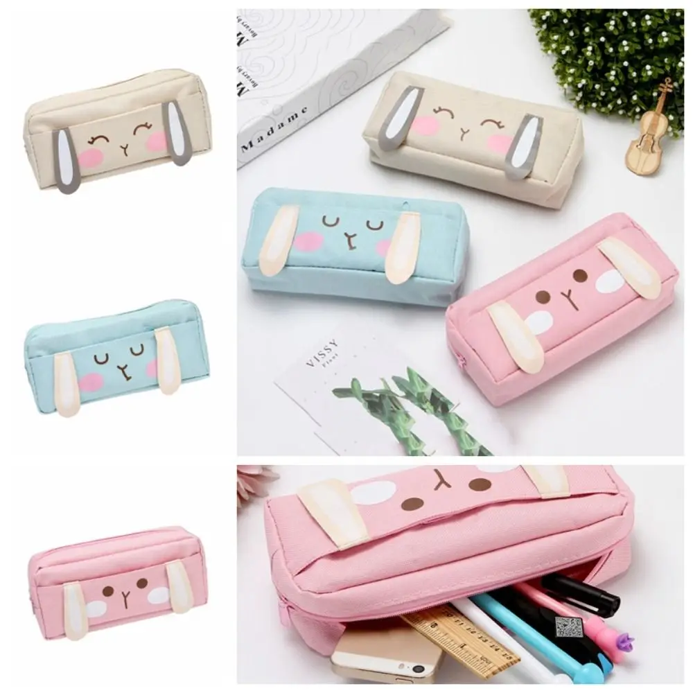 Storage Bag Rabbit Pencil Bag Rabbit Ear Large Capacity Bunny Pencil Case Multifunctional Multilayer Cartoon Pen Bag