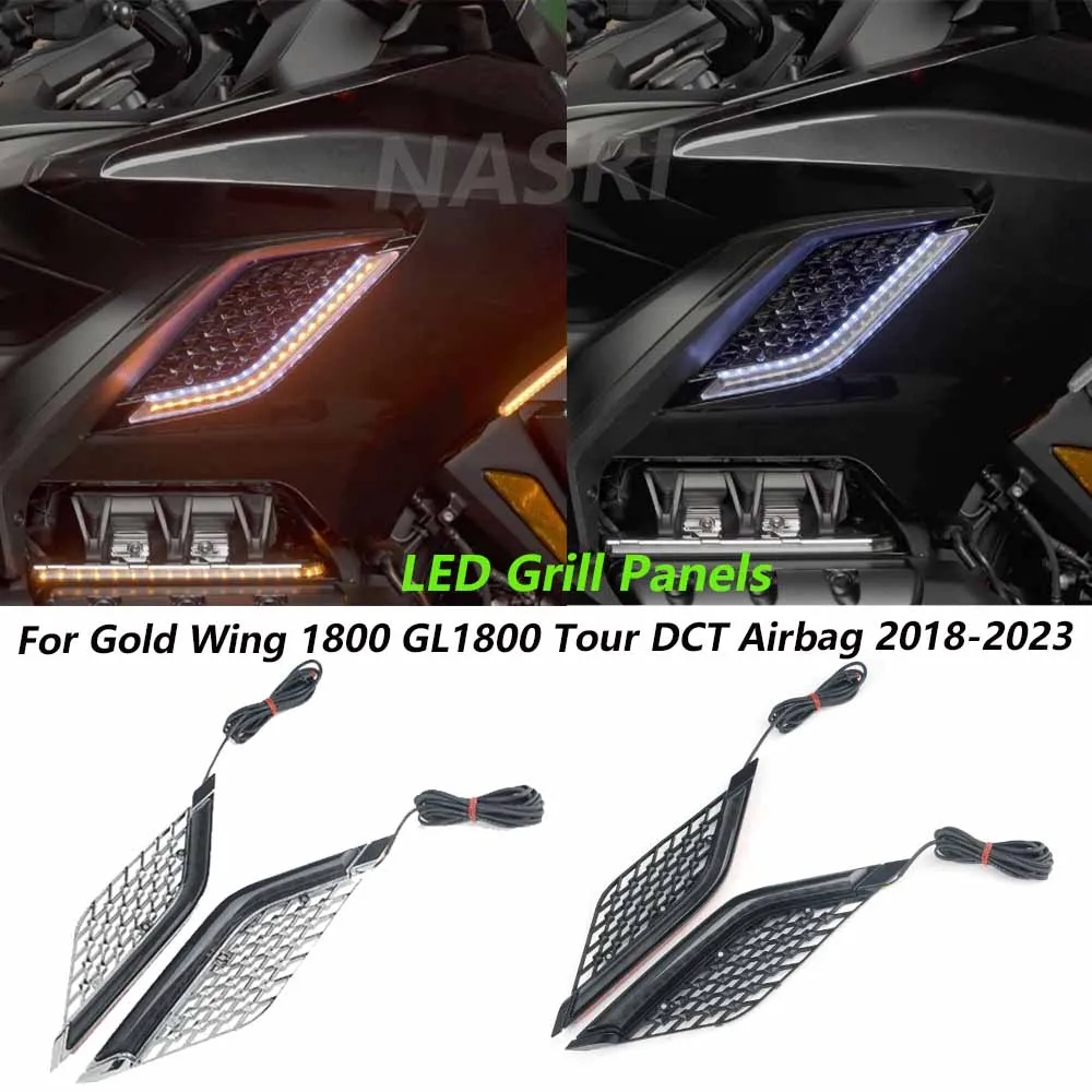

2018-2023 For Honda Gold Wing 1800 GL1800 Tour DCT Airbag Motorcycle LED Radiator Grill Panels Decorative Light Turn Signal Lamp