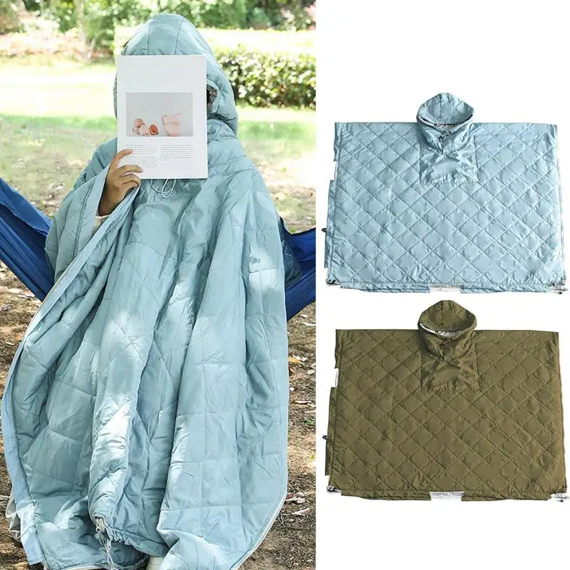 

Sleeping Bag Jacket Blanket Poncho Hooded Warm Camping Blanket Portable Water-Resistant Lazy Sleeping Bag Winter Poncho For