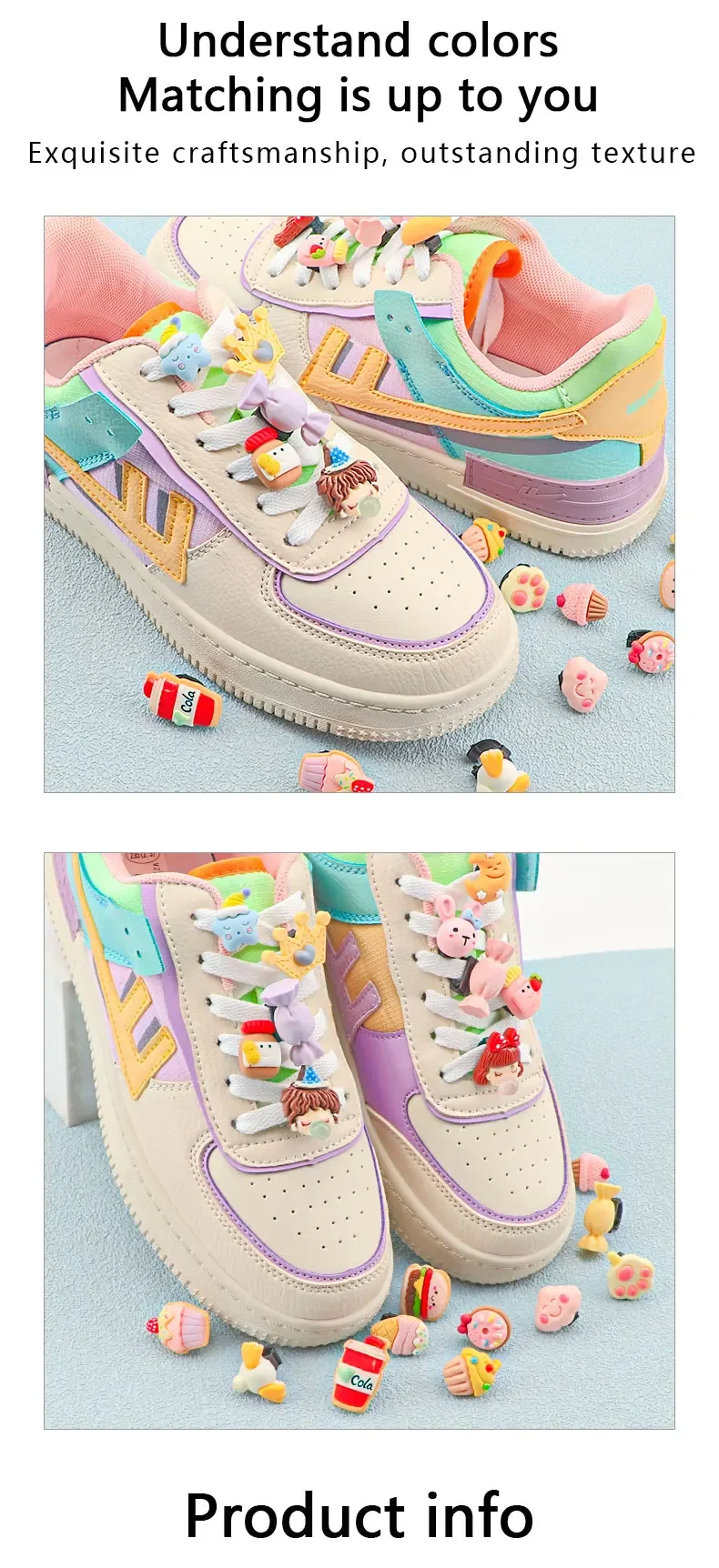 Schnürsenkel Dekoration Clips Schnürsenkel Schnalle Cartoon Krone Kuchen Süßigkeiten Macaron Farbe Schuhe Zubehör für Mädchen Kinder 1PCS – Detail 3