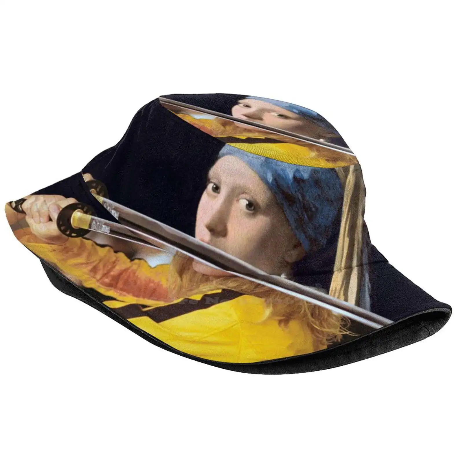 Girl With A Pearl Earring By Vermer And Beatrix Kiddo From Kill Bill Unisex Fashion Women Men Breathable Bucket Hats Kill Bill