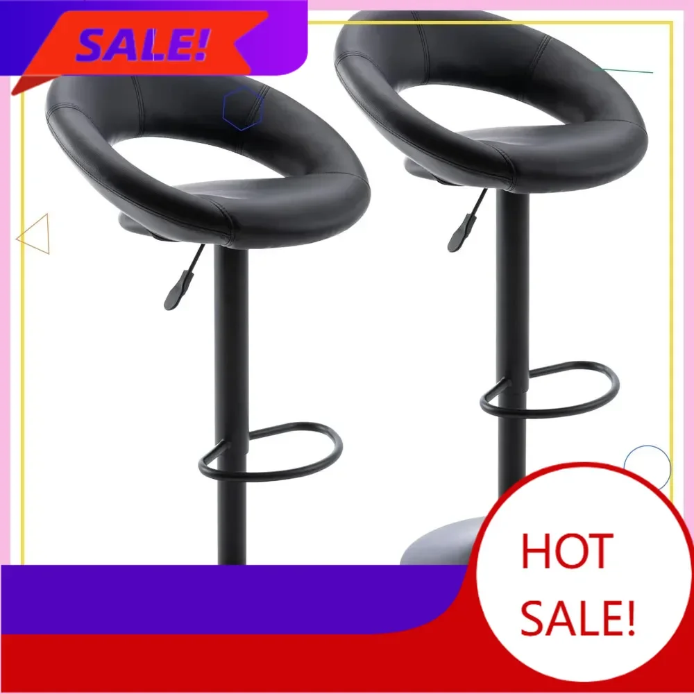 

Hot salesAdjustable Swivel Bar Stools Set of 2, Modern PU Leather Kitchen Dining Chairs with Hollow Back and Gas Lift
