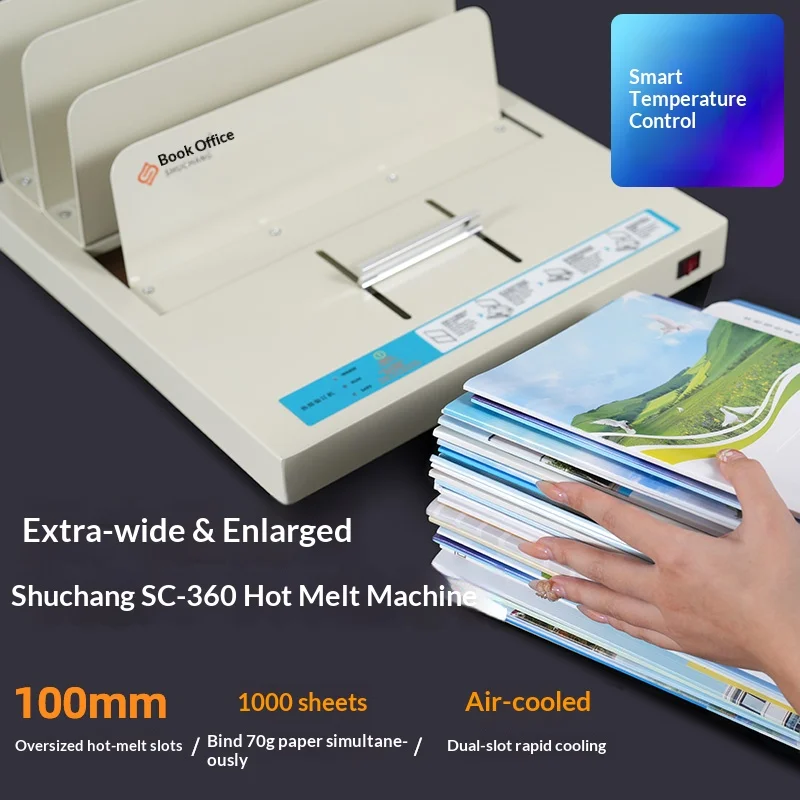 Electric Hot Melt Perfect Binder 360 Sheets Desktop Thermal Binding Machine For A4 Paper Booklet Notebook Fast Preheat