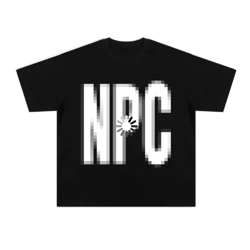 Summer Hot Sale Glitch Pixel Loading Icon Graphic T-shirt Men Women Retro Distorted Effect Streetwear Short Sleeve Tops