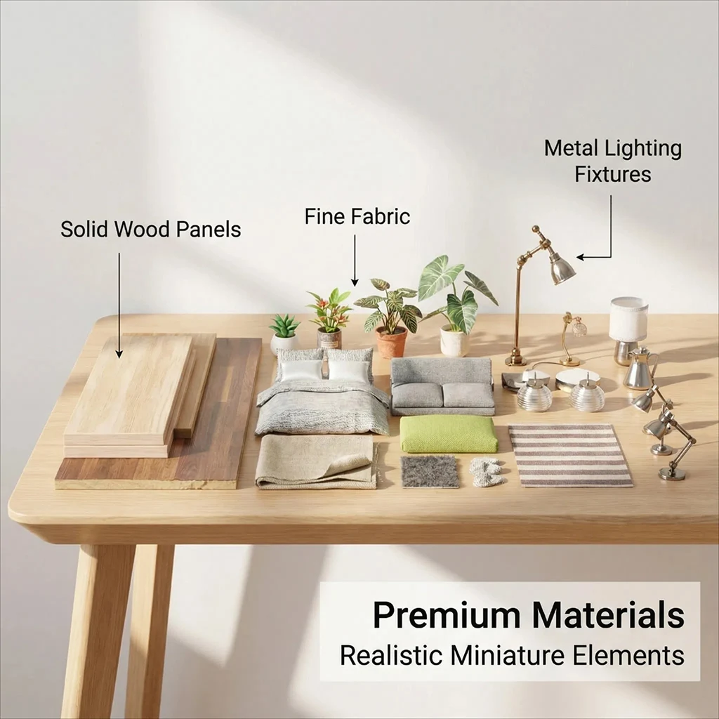 مقصورة OUZEY على الطراز الاسكندنافي يمكنك صنعها بنفسك نموذج خشبي، مجموعة تجميع منزل نورديك، هدية ديكور منزلي إبداعي للبالغين 14+ #3