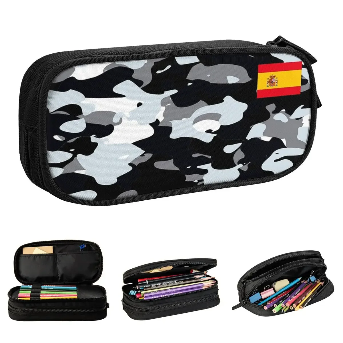 

Urban Camouflage Style Pencil Case Spanish Spain Flag Box Pen for Girl Boy Large Storage Bag School Stationery