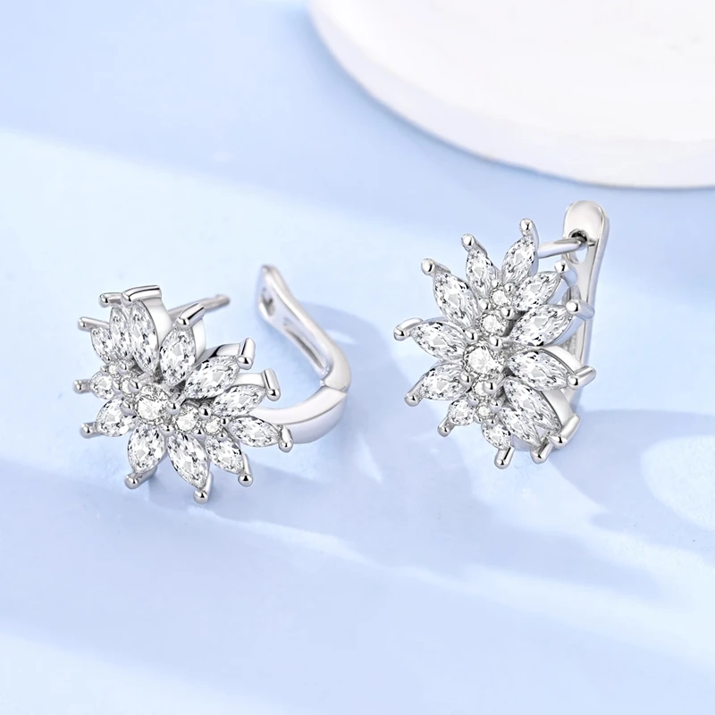 925 Sterling Silver Earrings Women Sparkling French Style Diamond Cut Hoop Earring For Anniversary Wedding Jewelry Gifts