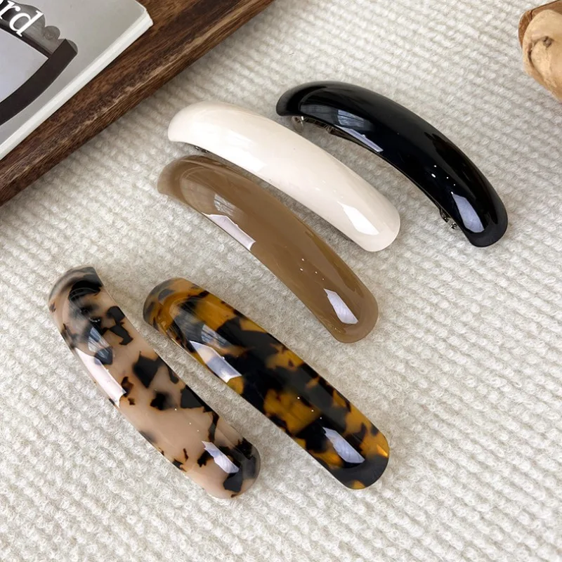 Retro Leopard Spring Ponytail Clip Colorful Acetate Hair Clips for Women Elegant Exquisite Barrettes Fashion Hair Accessories