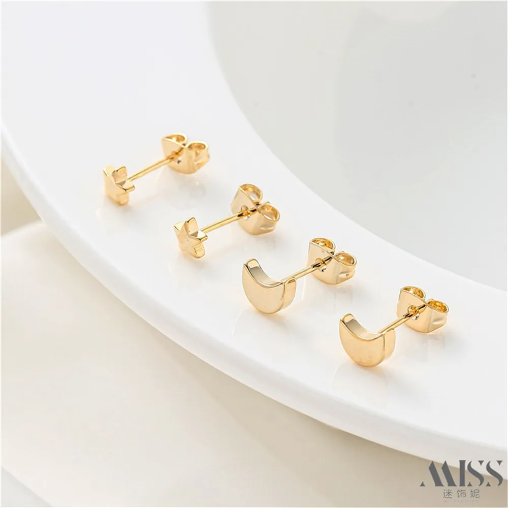 

18K Gold-plated Butterfly Shaped Earplugs Mini Pentagram Earrings DIY Moon Earrings Ear Accessories Materials