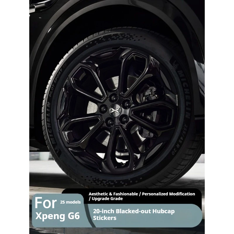 Fit For XPeng G6 Wheel Hub Sticker Gloss Black Repair Film Scratch Protective Cover Exterior Decoration Modification Accessories