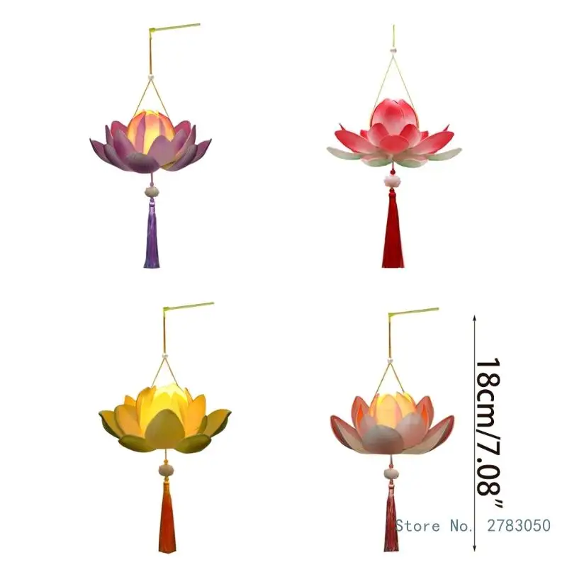 Handheld Blossom Lotus Flower Lanterns Light Party Glowing Lanterns for MidAutumn Festival Gift Dancing Props Lightweight