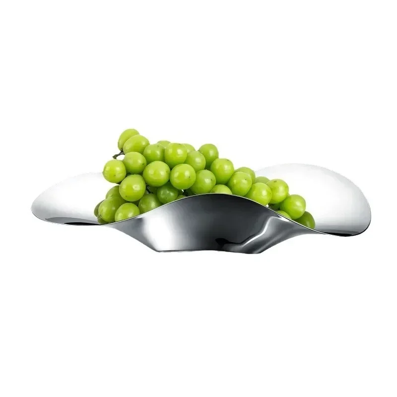 Stainless steel petal fruit plate, high-grade light luxury fruit plate, household living room coffee table