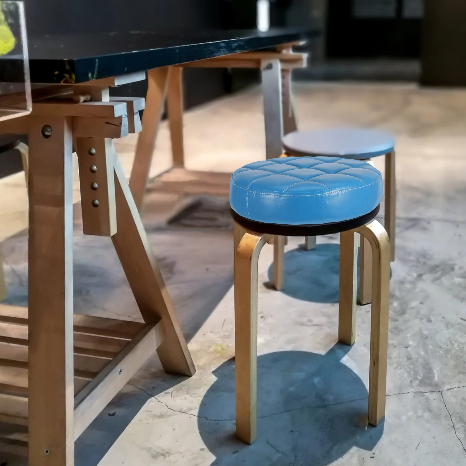 

Round Pu Seat Cushion For Bar Stool Chair Replacement Comfortable Sponge Padded Round Stool Seating Part Stable Long