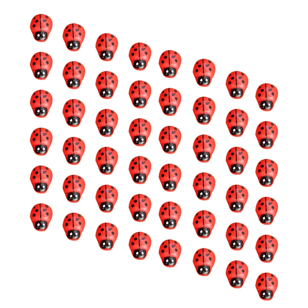

100 Pcs Simulated Ladybug Ornaments Artificial Birds Realistic Decorations Garden Miniatures Figurines Home Wooden
