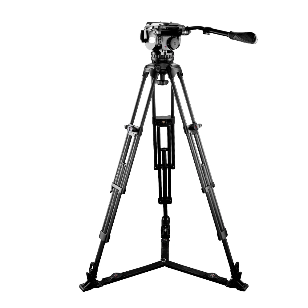E-IMAGE EG25C2 69-Inch Professional Carbon Video Tripod With 15 -Steps CounterBalance Fluid Head,2-Stage Tripod,ground Spreader