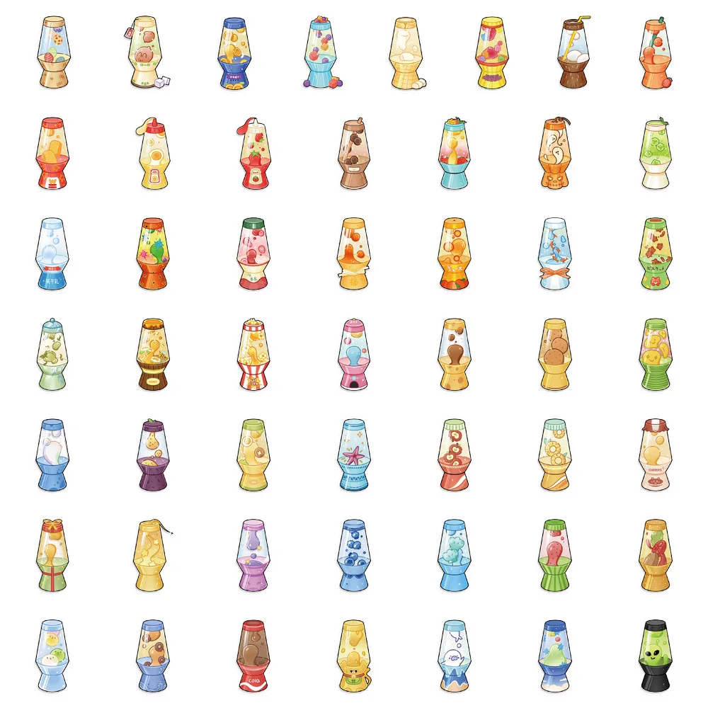 50PCS Colorful Lava Lamp Fun Stickers DIY Handmade Materials Phone Case Laptop Luggage Bottle Body Stickers