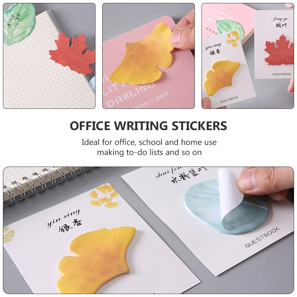 

12pcs Leaf Shaped Lightweight Memo Pads for Office Creative Notebooks Writing Stickers Paper