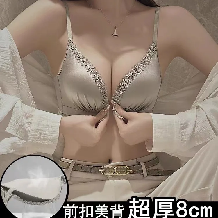 Pop-button underwear before the small chest gathered thickened by large deputy breast anti-sagging back brassiere set